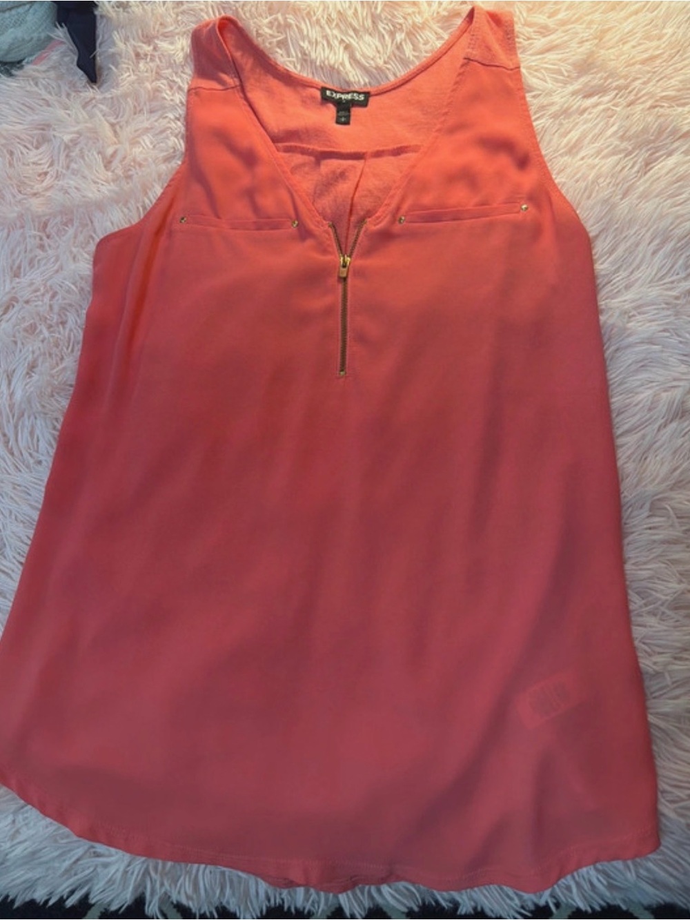 Express Coral Zip-Front Sleeveless Camisole